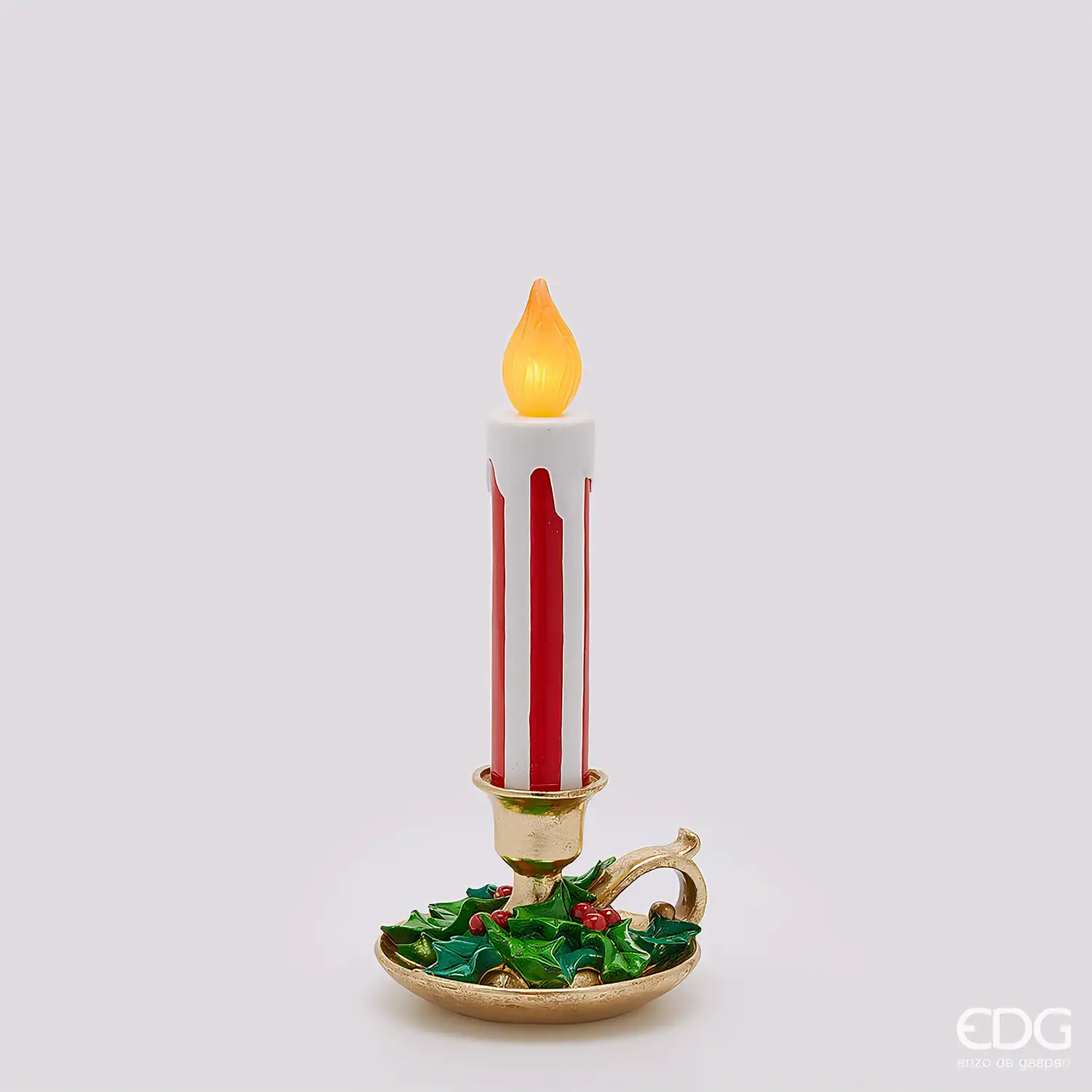 Candela LED EDG con Piattino H 38 cm Bianca e Rossa - addobbi casa