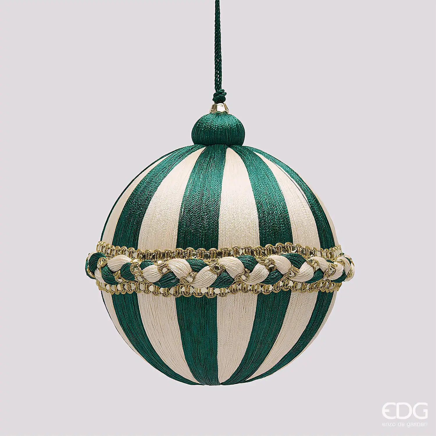 EDG Palla Treccia Verde Avorio D12 cm Natale - addobbi albero