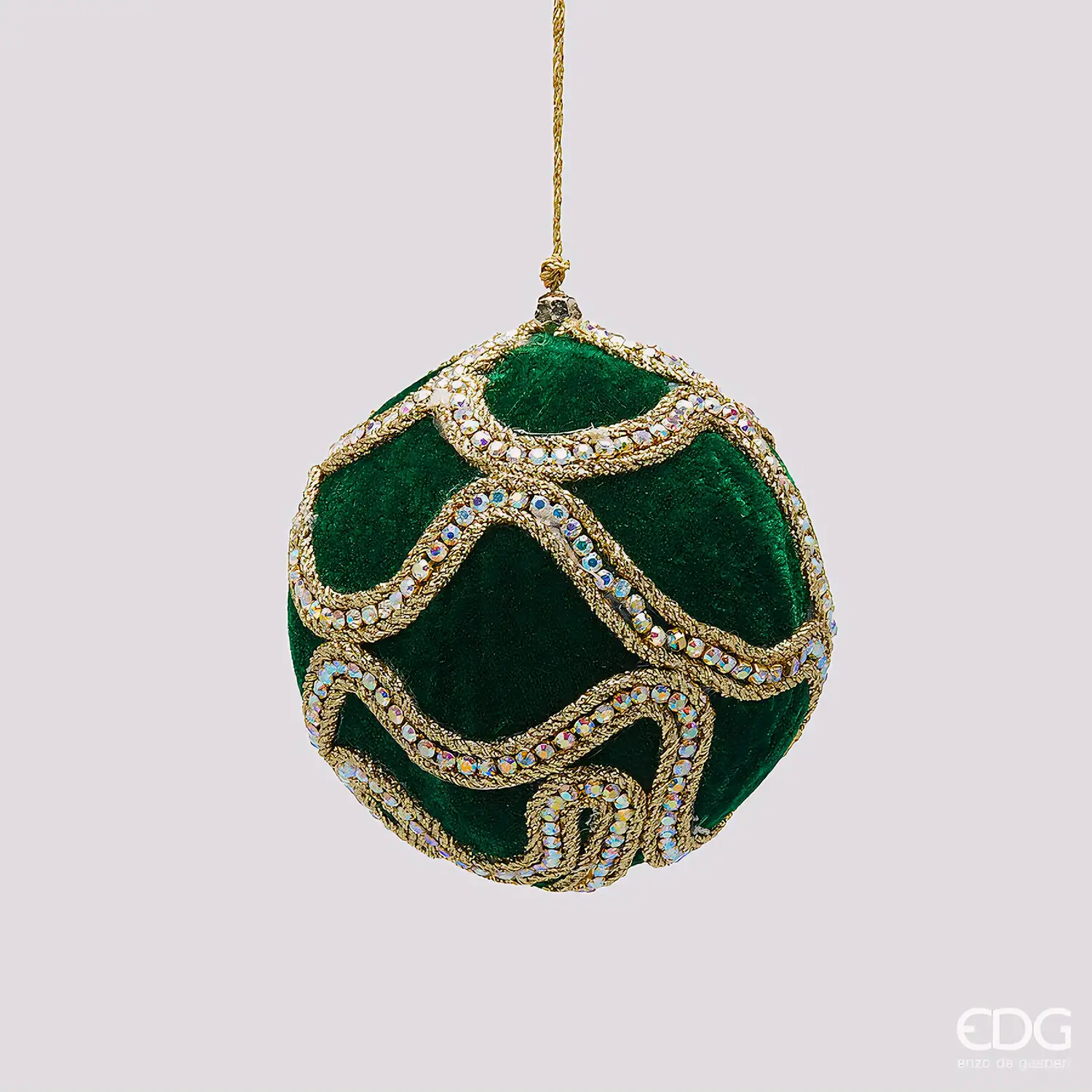 EDG Palla Decogemme Velluto Verde Oro D10 cm - addobbi albero