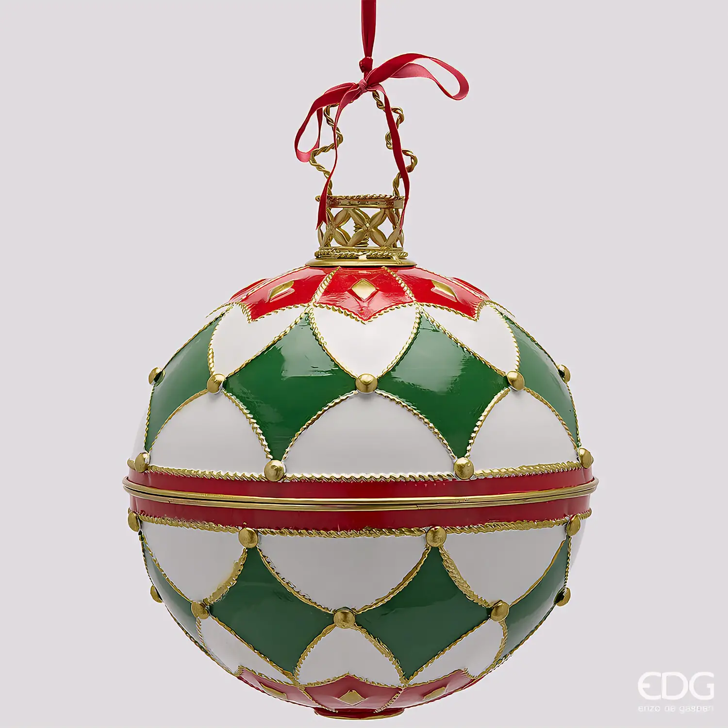 EDG Palla Xmas in Metallo H40 D31 cm Verde Rosso - addobbi casa