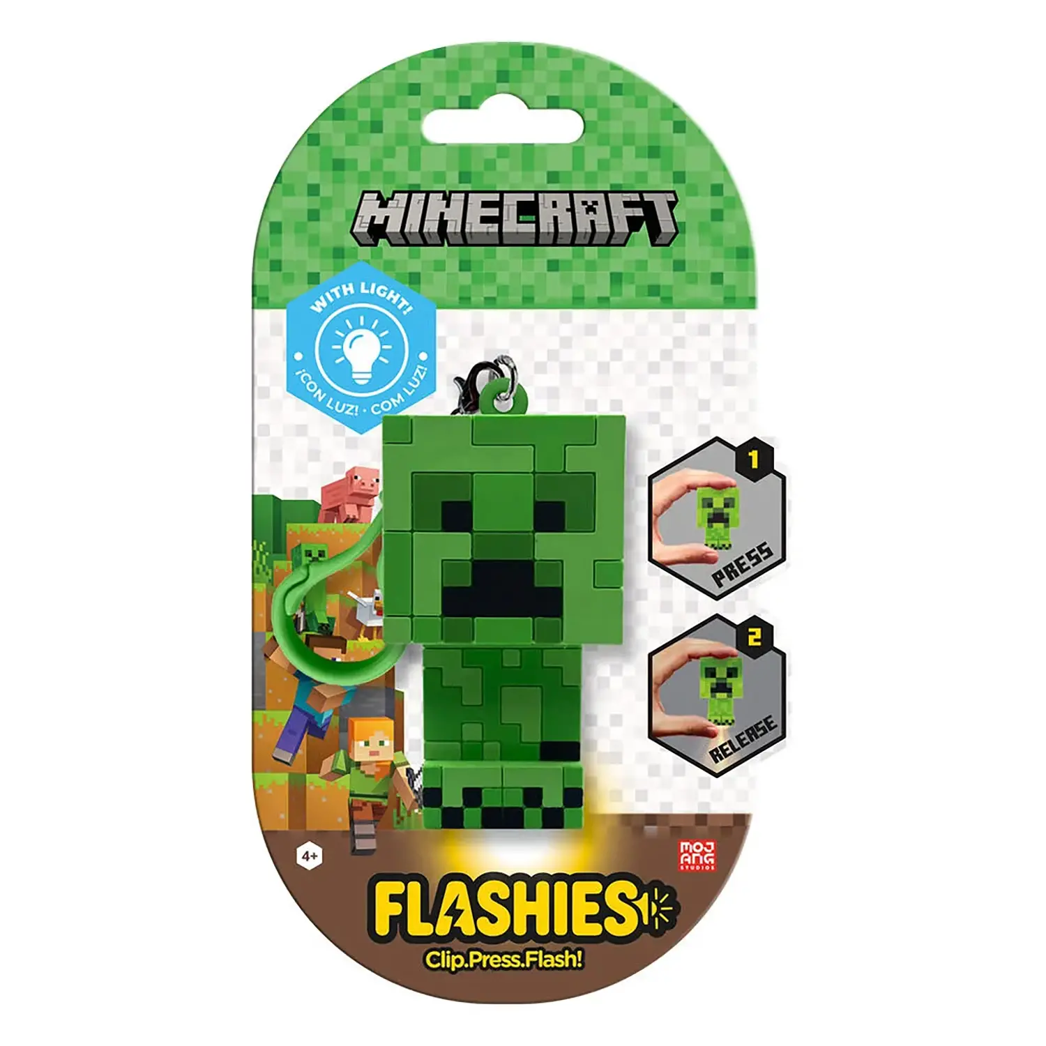 Minecraft Creeper Flashies Portachiavi 3D con Torcia LED - gadget