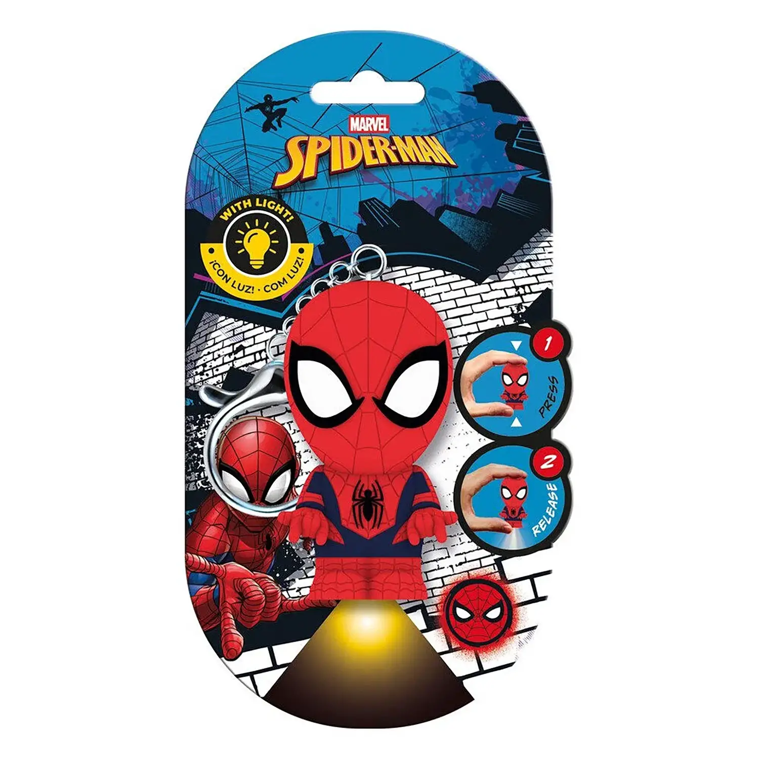 Marvel Spider-Man Flashies Portachiavi 3D con Torcia LED - gadget