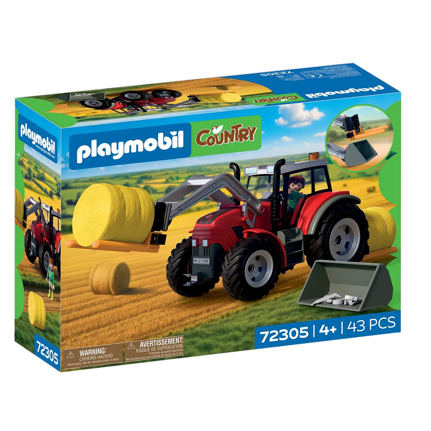 Playmobil 72305 Grande Trattore con Balle di Fieno e Contadino - playmobil