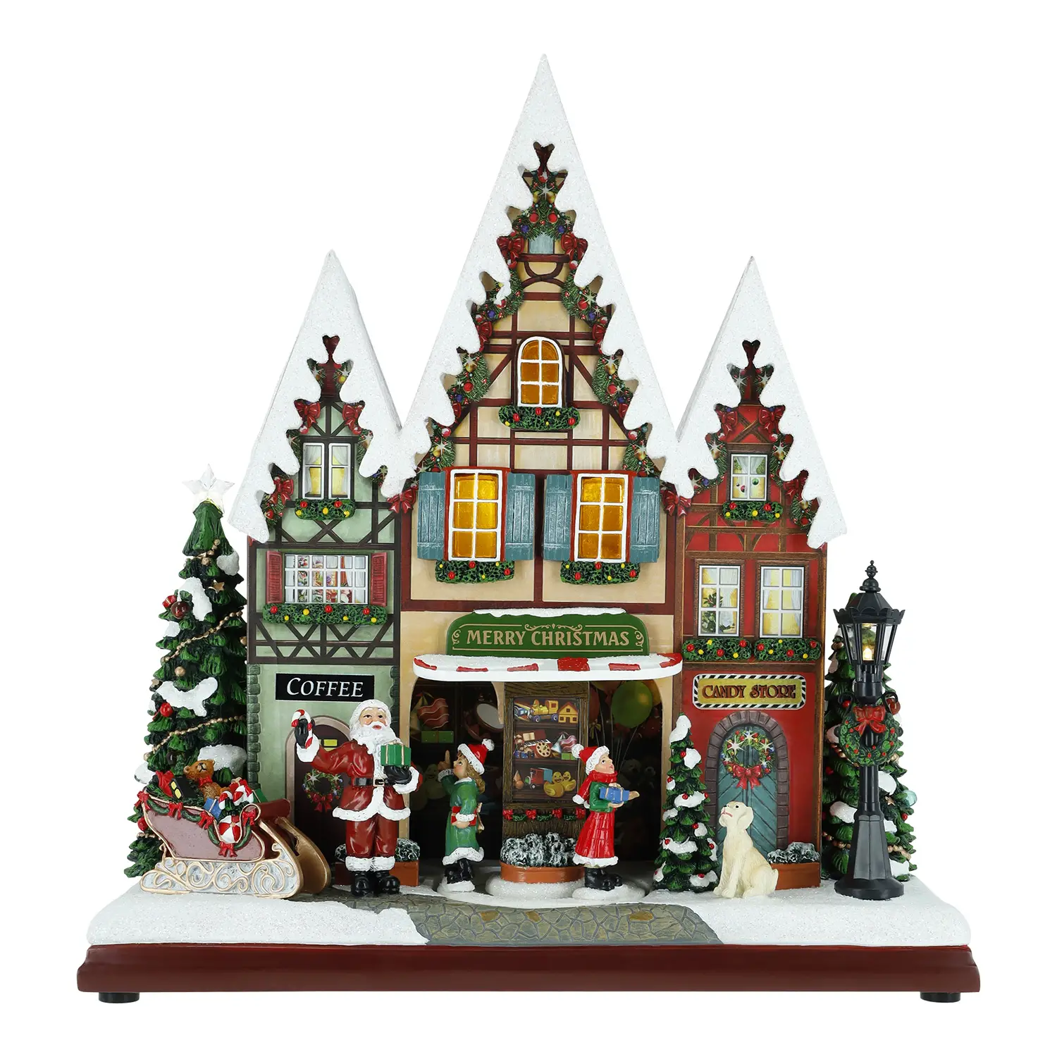 Villaggio Natalizio Animato con Babbo Natale e LED 34,3 cm - scene e villaggi