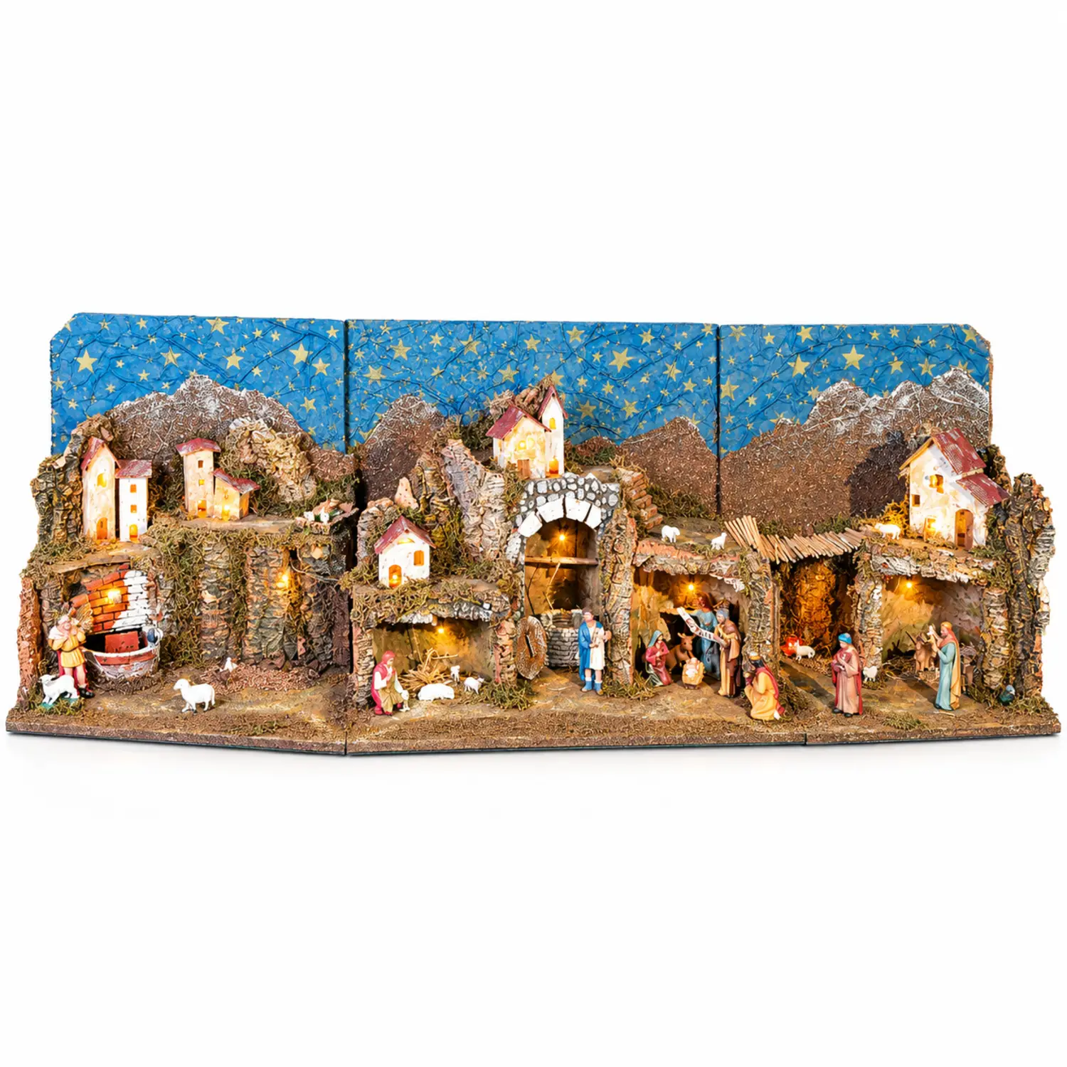 PRESELIBRO Presepe Apribile con Grotta 141x37,5x42 cm - presepi