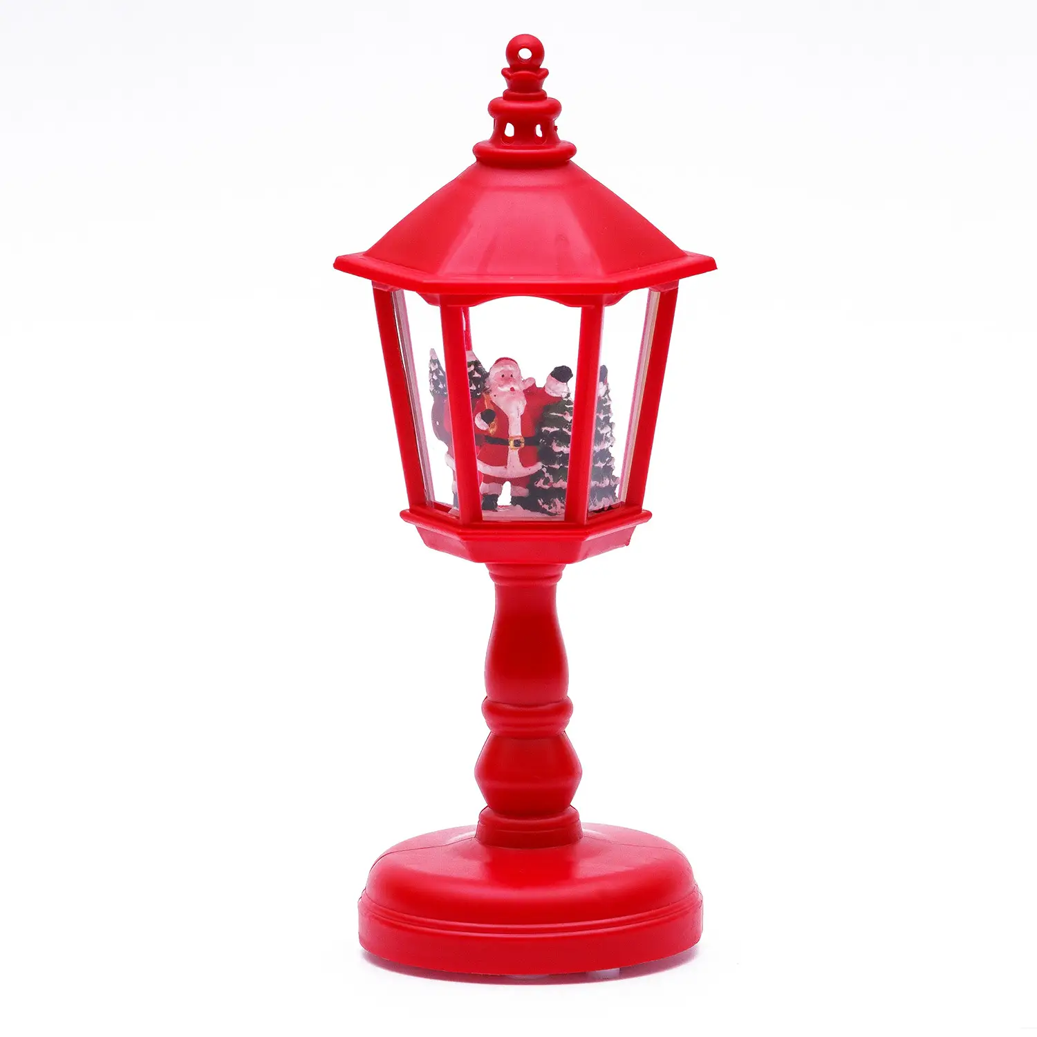 Lampione Natalizio Rosso con LED, Glitter e Musica, 21 cm - addobbi casa