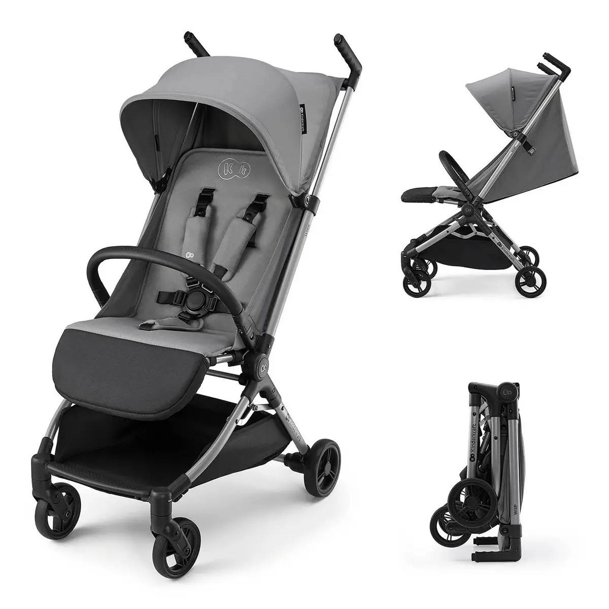 Kinderkraft Passeggino WISP Ultraleggero Pocket Granite Grey - passeggini compatti