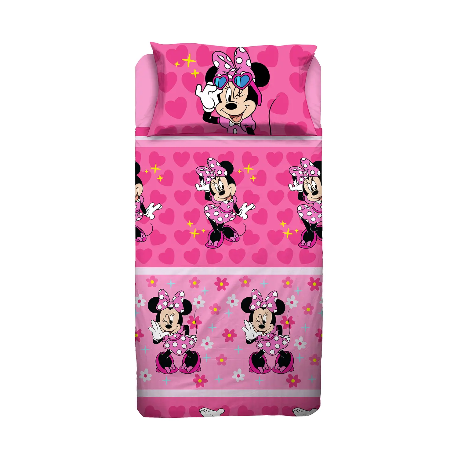 Set Lenzuolo Letto Singolo Minnie Rosa - 100% Cotone - biancheria casa