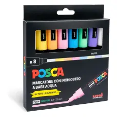 Uni Posca Punta Media – Astuccio 8 Colori Pastello