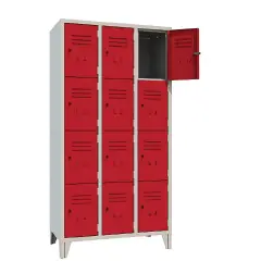 Armadio Casellario Classic 12 Posti con Ante Rosse – Armadietto in Metallo Conforme CAM