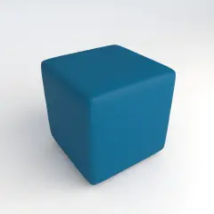 Pouf Quadrato in Ecopelle Ignifuga Azzurro H 40 cm – Conforme CAM