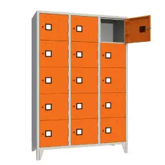 Armadio Casellario 15 Posti con Ante Arancioni RAL 2004 – Armadio in Acciaio Conforme CAM
