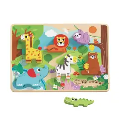 Puzzle in Legno Animali della Giungla, Incastri Educativi ad Alto Spessore