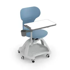 Sedia Mia Table con Ruote e Porta Zaino Misura 7 – Grigio Blu con Tavolino Ribaltabile per Scuole