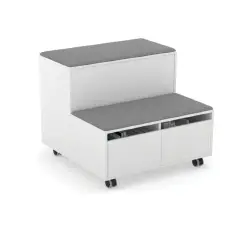 Mobile Combinato Move Bianco e Grigio – Mobile Contenitore Modulare con Sedute