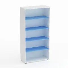 Mobile Scuola Kubò Bianco a Giorno H 180 cm. Ripiani Blu Orizzonte - Conforme CAM