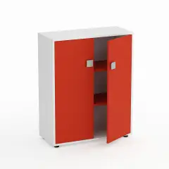 Mobile Scuola Kubò Bianco 2 Ante H 110 cm. Rosso - Conforme CAM