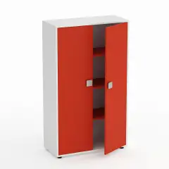 Mobile Scuola Kubò Bianco – 2 Ante H 150 cm e Ripiani Rossi | Conforme CAM