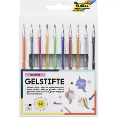 Astuccio 10 Penne Gel Glitter – Penne con Inchiostro Glitter per Carta Nera e Colorata