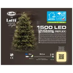 Catena Luminosa MiniCluster 1500 LED Bianco Caldo 30,5 m