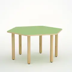 Tavolo Forma Esagonale H 46 Cm - Misura 1 - Verde Per Nidi D'infanzia - Conforme CAM