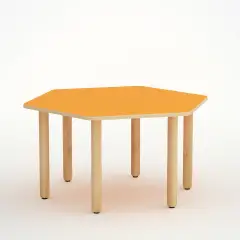Tavolo Forma Esagonale H 52 Cm - Misura 2 - Arancio Per Scuole D'infanzia - Conforme CAM
