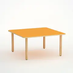 Tavolo Forma Quadrato H 46 Cm - Misura 1 - Arancio Per Scuole Nido D'infanzia - Conforme CAM