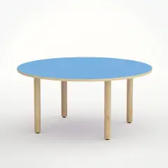 Tavolo Onda Circolare H 52 Cm - Misura 2 - Blu Orizzonte Per La Scuola Dell'infanzia - Conforme CAM