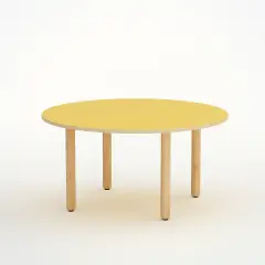 Tavolo Onda Circolare H 55 Cm - Misura 3 - Giallo per Scuola Primaria - Conforme CAM