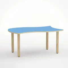 Tavolo Onda Verso H 46 Cm - Misura 1 - Blu Orizzonte Per Nidi D'infanzia - Conforme CAM