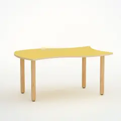 Tavolo Onda Verso H 55 Cm - Misura 3 - Giallo Per Scuola Primaria - Conforme CAM