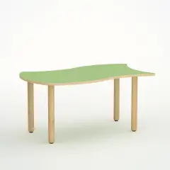 Tavolo Onda Reverso H 52 Cm - Misura 2 - Verde per la Scuola D'infanzia - Conforme CAM