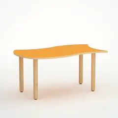 Tavolo Onda Reverso H 52 Cm - Misura 2 - Arancio Per la Scuola D'infanzia - Conforme CAM
