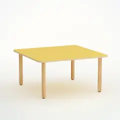 Tavolo Forma Quadrato H 55 Cm - Misura 3 - Giallo Per Scuola Primaria - Conforme CAM
