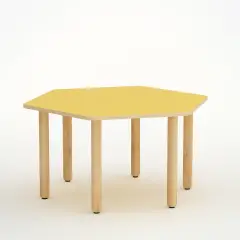 Tavolo Forma Esagonale H 52 Cm - Misura 2 - Giallo Per Scuola Dell'infanzia - Conforme CAM