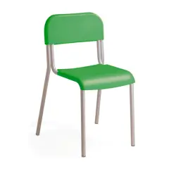 Sedia Impilabile Sara, Struttura Grigia, Seduta H 38 Cm. Verde Per Ambienti Scolastici