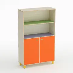 Mobile Scuola Infanzia Onda con 2 Ante Basse Arancio - Conforme CAM