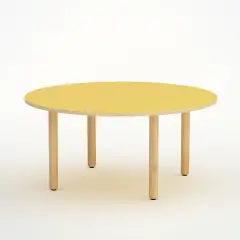 Tavolo Onda Circolare H 55 Cm - Misura 3 - Giallo Per Scuola Primaria - Conforme CAM