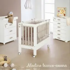 Aladino Kit Letto Compreso di Materasso Bagnetto e Tessile Bianco Avana