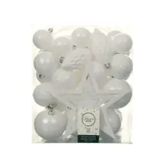Box 50 Sfere di Natale - Diametro 8 cm - White Winter