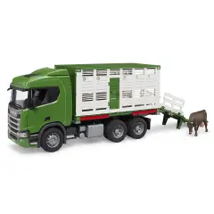 BRUDER 03548 Camion Trasporto Animali Scania Super 560R con Bue