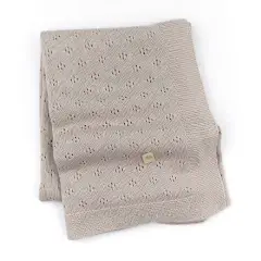 Bamboom Copertina Traforata Estiva in Maglia per Neonato 75x100 cm – Cammello