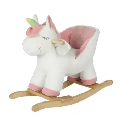 Unicorno a Dondolo Bianco, Morbido Peluche Cavalcabile per i Bambini Più Piccoli