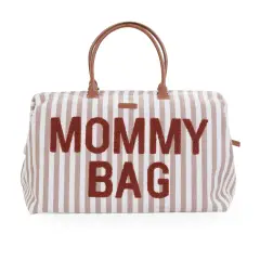 Mommy Bag Borsa Fasciatoio con Materassino Righe Righe Nude/terracotta