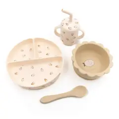 Bamboom Set Bimbo in Silicone Fishes -Piatto Scodella Cucchiaio Bicchiere-