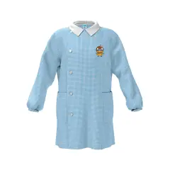 Grembiule Bambino Asilo Hamburger Quadrettato Azzurro 4 Anni