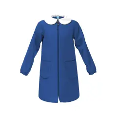 Grembiule Bambina Scuola Zip Senza Ricamo Blu 7 Anni