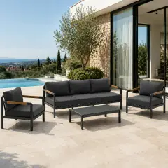 Salotto da Giardino Iseo Alluminio Antracite 5 posti Salmar