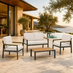 Salottino Otranto 4 Posti Brown In Alluminio Salmar