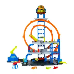 Hot Wheels City Mega Gigaloop Garage con 1 Auto e Elicottero